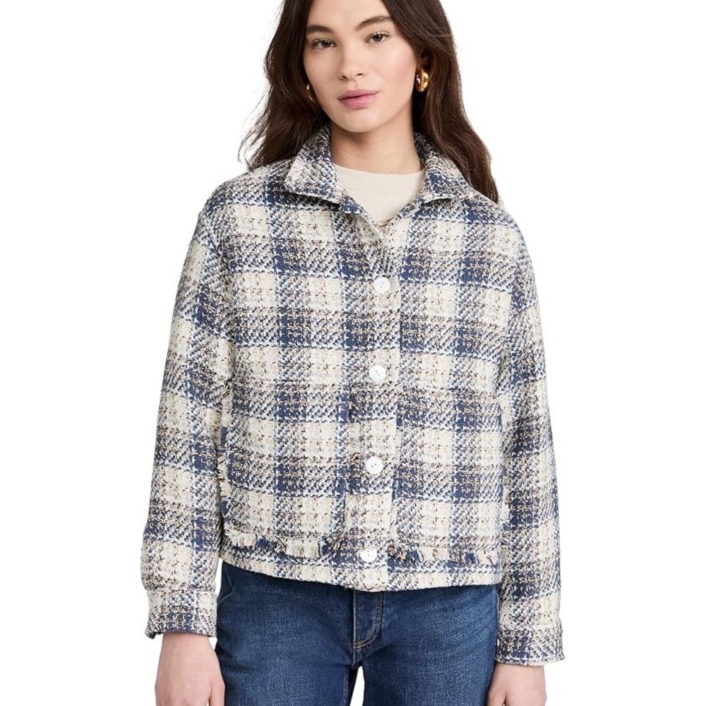 NWOT BLANK NYC Blue Cream Plaid Shacket
